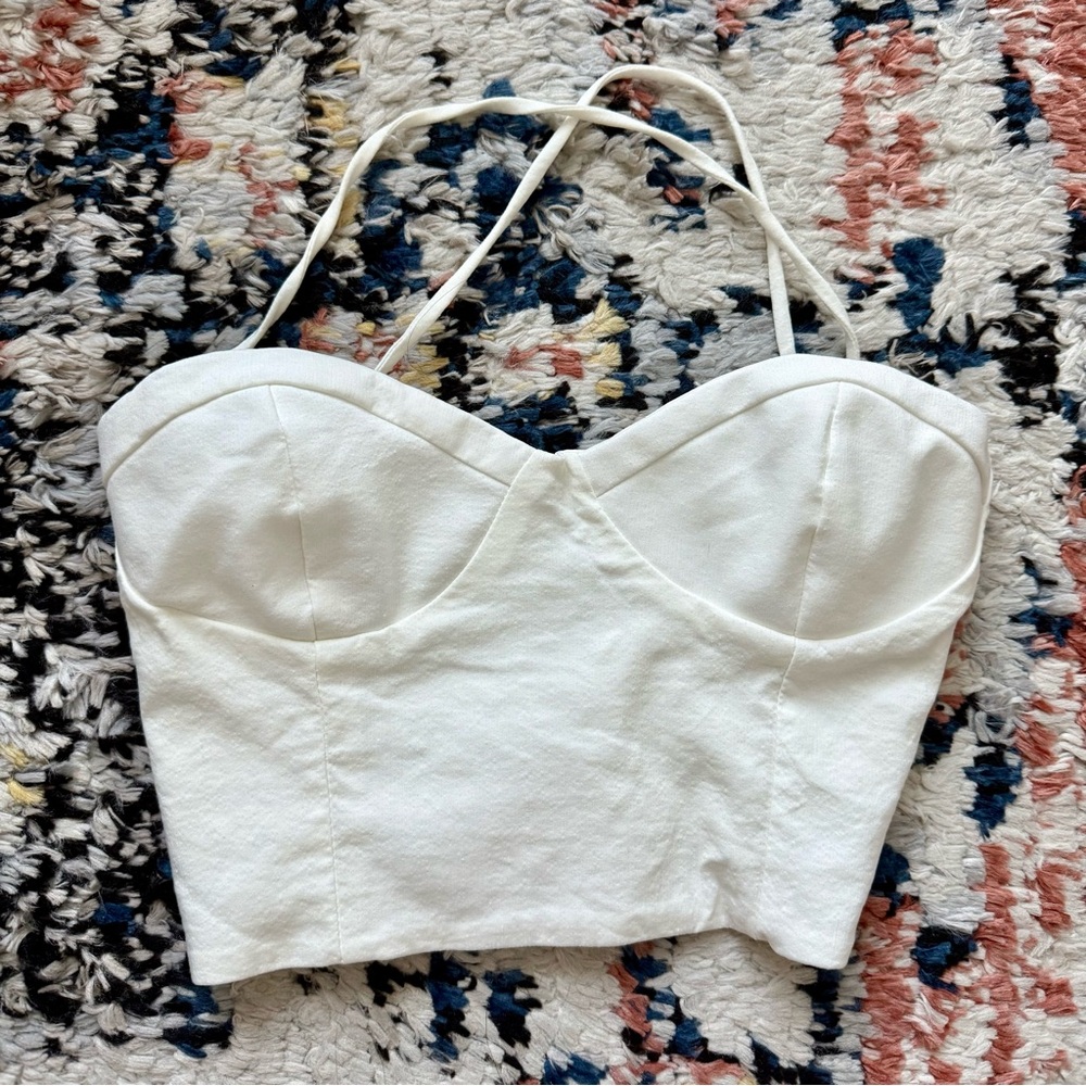 Zara White Lace Up Corset Top